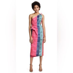 mara hoffman striped one shoulder dress Rainbow Colored Linen Dress by Mara Hoffman